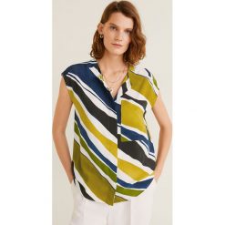 Mango - Top Diagonal. Zielone bluzki damskie Mango, s, z poliesteru, z okrągłym kołnierzem. W wyprzedaży za 59,90 zł.