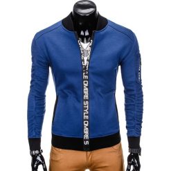 BLUZA MĘSKA ROZPINANA BEZ KAPTURA B739 - GRANATOWA. Niebieskie bluzy męskie rozpinane marki Ombre Clothing, m, z bawełny, bez kaptura. Za 69,00 zł.