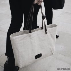 Torba LAGOS len 100%. Szare shopper bag damskie Pakamera, ze lnu, duże. Za 219,00 zł.