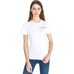 Calvin Klein Koszulka Biały. Białe koszulki damskie Calvin Klein, s, z haftami, z bawełny, bez kołnierzyka, z krótkim rękawem. Za 256,95 zł.