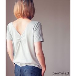 Jasnoszara gładka dwustronna bluzka S-XL. Szare bluzki damskie marki Pakamera, s, z bawełny, z dekoltem w łódkę. Za 65,00 zł.