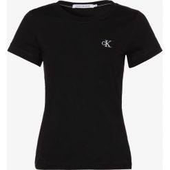 Calvin Klein Jeans - T-shirt damski, czarny. Czarne t-shirty damskie Calvin Klein Jeans, s, z haftami, z jeansu, klasyczne, z klasycznym kołnierzykiem. Za 139,95 zł.