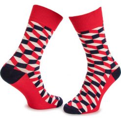 Skarpety Wysokie Męskie DOTS SOCKS - DTS-SX-224-X Biały Czerwony Granatowy. Czerwone skarpetki męskie Dots Socks, bez wzorów, z elastanu. Za 19,90 zł.