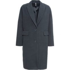 Płaszcz O-shape z materiału w optyce wełny, bonprix nocny niebieski. Niebieskie płaszcze damskie bonprix, bez wzorów, z wełny. Za 299,99 zł.