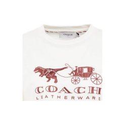Coach REXY AND CARRIAGE Tshirt z nadrukiem white. Białe bluzki damskie marki Coach, xl, z nadrukiem, z bawełny, bez kołnierzyka. Za 629,00 zł.