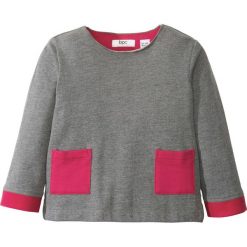 Bluzy dziewczęce: Bluza dresowa bonprix szary melanż – różowy hibiskus
