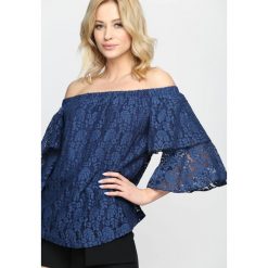 Granatowa Bluzka Youth Wing. Niebieskie bluzki damskie Born2be, xl, bez wzorów, bez kołnierzyka, bez rękawów. Za 39,99 zł.