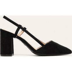Answear - Czółenka Ideal Shoes. Czarne czółenka damskie ANSWEAR, bez wzorów, z materiału, bez obcasa, na obcasie, bez zapięcia. W wyprzedaży za 89,90 zł.
