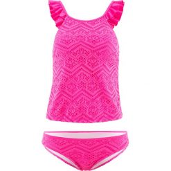 Tankini (2 części) bonprix różowy. Różowe stroje kąpielowe damskie marki bonprix, w koronkowe wzory, z koronki. Za 49,99 zł.