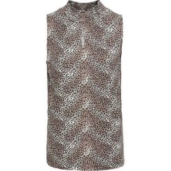 Top z dżerseju z nadrukiem bonprix beżowy leo. Brązowe bluzki damskie bonprix, z nadrukiem, z dżerseju, ze stójką. Za 37,99 zł.