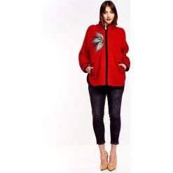 Elegancki sweter zapinany na suwak - czerwony, m. Czerwone swetry damskie e-margeritka.pl, na wiosnę, xl, z aplikacjami, z wełny, eleganckie, bez rękawów, bez kaptura. Za 139,99 zł.