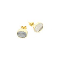 Earrings Agat Geody Szare Złoto. Szare kolczyki damskie Brazi druse jewelry, z agatem, złote, na sztyftcie. Za 170,00 zł.