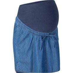 Spódniczka dżinsowa ciążowa bonprix niebieski. Niebieskie spódniczki damskie bonprix, na lato, w paski, z bawełny, moda ciążowa. Za 89,99 zł.