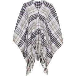 Poncho bonprix czarno-szary w kratę. Czarne żakiety damskie bonprix, bez wzorów. Za 89,99 zł.