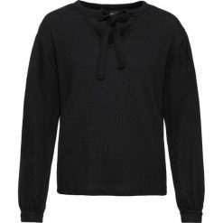 Sweter z dekoltem w serek bonprix czarny. Czarne swetry damskie marki bonprix, bez wzorów, bez rękawów, bez kaptura. Za 54,99 zł.