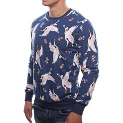 Bluza męska pelikany slim niebieska Recea. Niebieskie bluzy męskie Recea, xl, bez wzorów, z bawełny, z kapturem, bez rękawów, bez kaptura. W wyprzedaży za 59,99 zł.