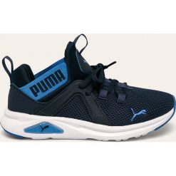 Puma - Buty dziecięce Enzo 2 Weave. Niebieskie trampki chłopięce Puma, bez wzorów, z materiału, sportowe, z okrągłym noskiem, bez zapięcia. W wyprzedaży za 239,90 zł.