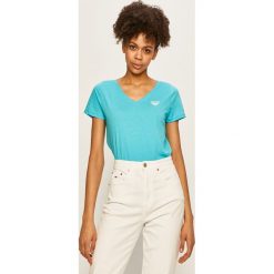 Tommy Jeans - T-shirt. Niebieskie bluzki damskie Tommy Jeans, s, z aplikacjami, z bawełny, casualowe, bez kołnierzyka. W wyprzedaży za 99,90 zł.