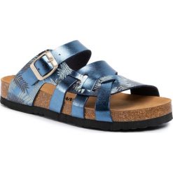 Klapki DR. BRINKMANN - 701061 Blau 5. Niebieskie klapki damskie Dr. Brinkmann, bez wzorów, ze skóry ekologicznej, bez obcasa. Za 139,00 zł.
