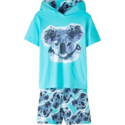 Shirt z kapturem + spódnico-spodnie (2 części) bonprix morski. Niebieskie spodnie dziewczęce bonprix, na lato, z nadrukiem. Za 54,99 zł.