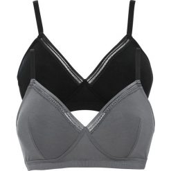 Biustonosz bustier (2 szt.) bonprix dymny szary - czarny. Szare biustonosze bonprix, z aplikacjami, z koronki. Za 75,98 zł.