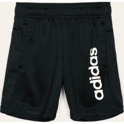 Adidas - Szorty dziecięce 128-176 cm. Niebieskie spodenki chłopięce Adidas, z nadrukiem, z poliesteru, sportowe. Za 79,90 zł.