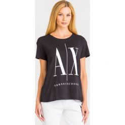 T-SHIRT Armani Exchange. Czarne t-shirty damskie Armani Exchange, s, z nadrukiem, z bawełny, z okrągłym kołnierzem. Za 209,00 zł.