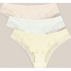 Wiskozowe majtki z koronką 3 pack - Żółty. Żółte majtki damskie Reserved, s, z wiskozy. Za 49,99 zł.