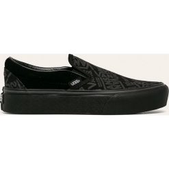Vans - Tenisówki. Czarne trampki i tenisówki damskie Vans, bez wzorów, ze skóry, bez zapięcia. Za 319,90 zł.
