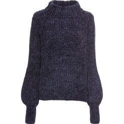 Sweter z golfem z szenili bonprix ciemnoniebieski. Niebieskie swetry damskie bonprix, bez wzorów, bez rękawów. Za 69,99 zł.