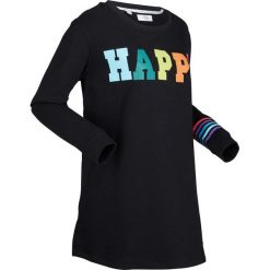 Długa bluza z kolekcji Maite Kelly, długi rękaw bonprix czarny. Czarne bluzy damskie bonprix, z nadrukiem, z długim rękawem, długie, bez kaptura. Za 89,99 zł.