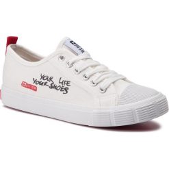 Trampki BIG STAR - DD274825 White. Białe półbuty damskie marki BIG STAR, bez wzorów, z gumy, bez zapięcia. Za 109,00 zł.