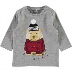 Koszulka "Repo" w kolorze szarym. Szare t-shirty chłopięce z długim rękawem Name it Baby, z bawełny. W wyprzedaży za 32,95 zł.