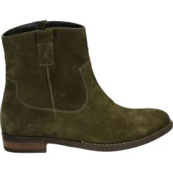 Botki - 36090S9 GREEN. Zielone botki damskie na zamek Venezia, ze skóry. Za 349,00 zł.