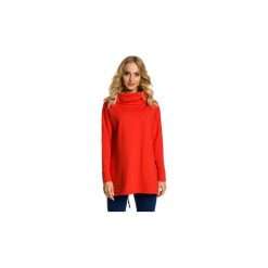 Bluzy Moe M344 Bluza oversize z kominem i kieszeniami. Czerwone bluzy damskie Moe, s, bez wzorów, bez rękawów, bez kaptura. Za 99,00 zł.
