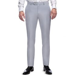 Spodnie LEONARDO GDNS900227. Szare spodnie garniturowe męskie Giacomo Conti, na lato, m, bez wzorów, z jedwabiu, eleganckie. Za 599,00 zł.