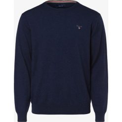 Gant - Sweter męski, niebieski. Niebieskie swetry męskie GANT, m, z haftami, z bawełny, bez kołnierzyka, bez kaptura. Za 449,95 zł.