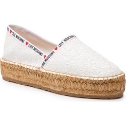 Espadryle LOVE MOSCHINO - JA10193G07JI0100 Bianco. Białe espadryle damskie Love Moschino, z aplikacjami, z tworzywa sztucznego, bez obcasa. Za 589,00 zł.