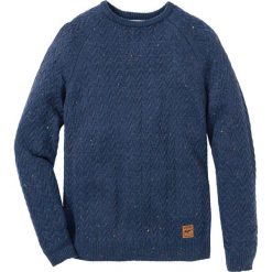 Sweter z okrągłym dekoltem w warkocze Regular Fit bonprix ciemnoniebieski melanż. Niebieskie swetry męskie marki bonprix, s, bez wzorów, z okrągłym kołnierzem, bez kaptura. Za 54,99 zł.