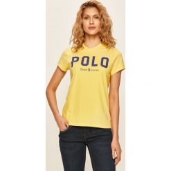 Polo Ralph Lauren - T-shirt. Żółte bluzki damskie Polo Ralph Lauren, s, z nadrukiem, z bawełny, z okrągłym kołnierzem. W wyprzedaży za 219,90 zł.