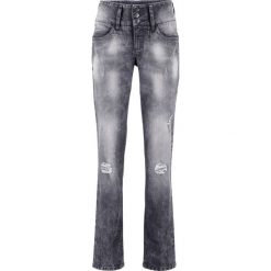 Dżinsy ze stretchem STRAIGHT bonprix szary. Szare jeansy damskie bonprix, z jeansu. Za 109,99 zł.