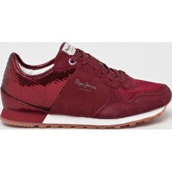 Pepe Jeans - Buty. Czerwone buty sportowe damskie Pepe Jeans, z jeansu. W wyprzedaży za 279,90 zł.