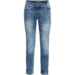 Dżinsy SKINNY z napami bonprix niebieski "washed". Niebieskie jeansy damskie bonprix. Za 109,99 zł.