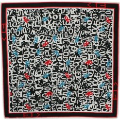 Kolorowa Poszetka Męska CHATTIER w Białe Napisy, Litery - 33x33 cm POSZCH0211. Białe poszetki męskie Chattier, z napisami, z materiału, eleganckie. Za 27,00 zł.