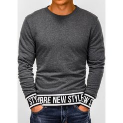 Bluza męska bez kaptura z nadrukiem B930 - szara. Szare bluzy męskie Ombre Clothing, s, z nadrukiem, z bawełny, klasyczne, z kapturem, bez rękawów, bez kaptura. Za 39,00 zł.