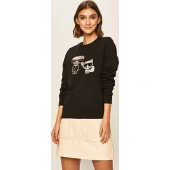 Karl Lagerfeld - Bluza. Czarne bluzy damskie KARL LAGERFELD, s, z aplikacjami, z bawełny, bez rękawów, bez kaptura. Za 899,90 zł.