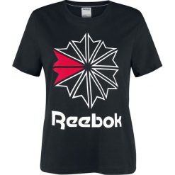 Reebok GR Tee Koszulka damska czarny. Czarne bluzki asymetryczne Reebok, s, z nadrukiem, prążkowane. Za 79,90 zł.