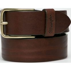 Wrangler - Pasek skórzany. Pomarańczowe paski męskie marki Wrangler, w paski, ze skóry. W wyprzedaży za 129,90 zł.