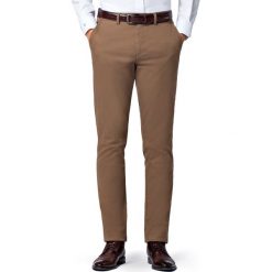 Spodnie Beżowe Chino Mono II. Brązowe spodnie męskie LANCERTO, na co dzień, na zimę, m, bez wzorów, z elastanu, eleganckie. Za 299,90 zł.