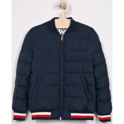 Tommy Hilfiger - Kurtka dziecięca puchowa dwustronna 128-176 cm. Niebieskie kurtki dziewczęce TOMMY HILFIGER, bez wzorów, z poliesteru, krótkie, bez kaptura. W wyprzedaży za 399,90 zł.
